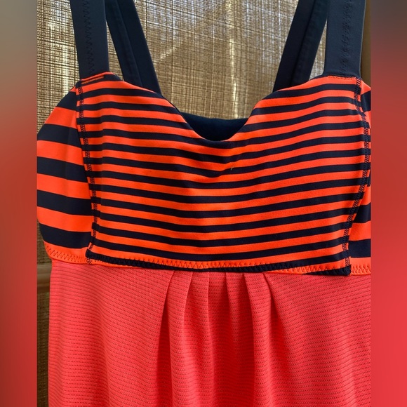 Lululemon Orange and Blue Striped Run Back On Track Tank Top Women's Size 6 - Picture 4 of 10
